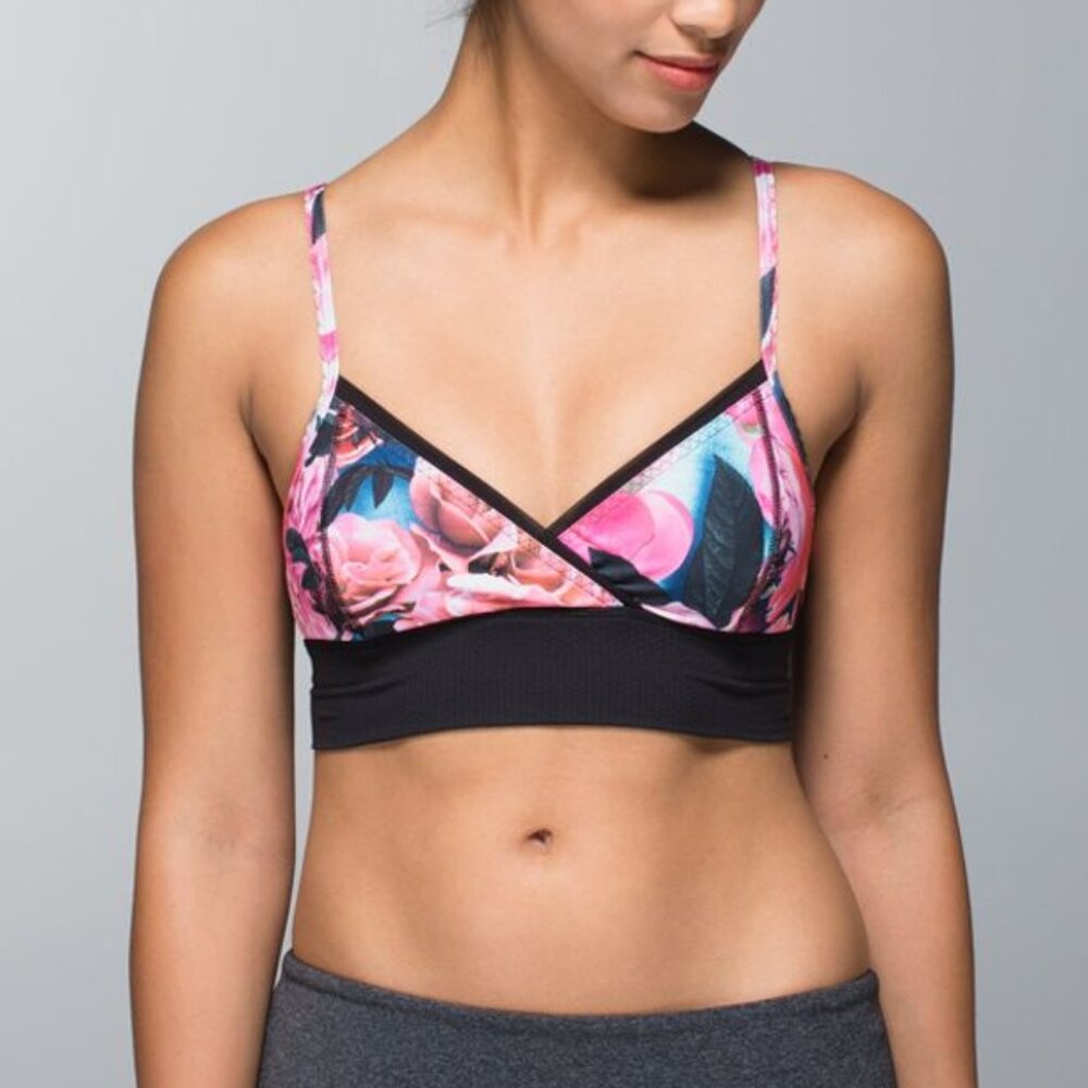 Lululemon Sports Bra Ujjayi Size 8 - Secret Garden Floral Rose